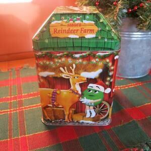 M & M's Christmas Tin 2003 Reindeer Farm Limited Edition Collectible Decor